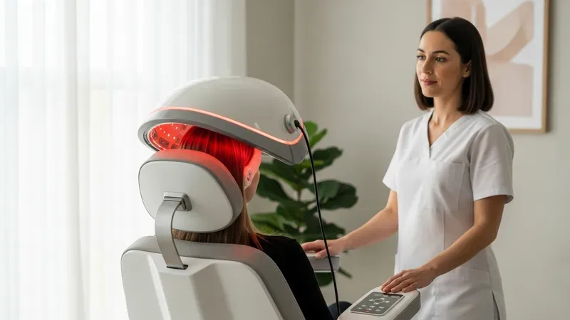 Terapia LED anti-caída aplicada al cuero cabelludo